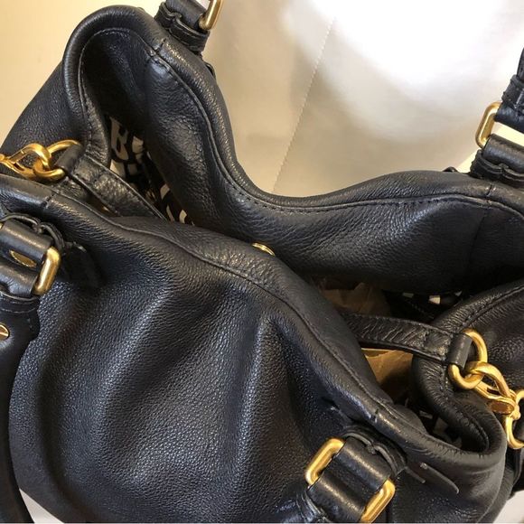 MARC JACOBS Black Satchel Crossbody B/W Logo Interior Lining Brass Hardware - Picture 11 of 16